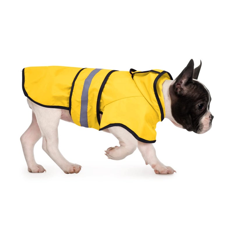 HDE Dog Raincoat Jacket Reflective Adjustable Hooded Pet Poncho Rain Coat with Leash Hole for Small to X-Large Dogs Yellow - M - Image 1
